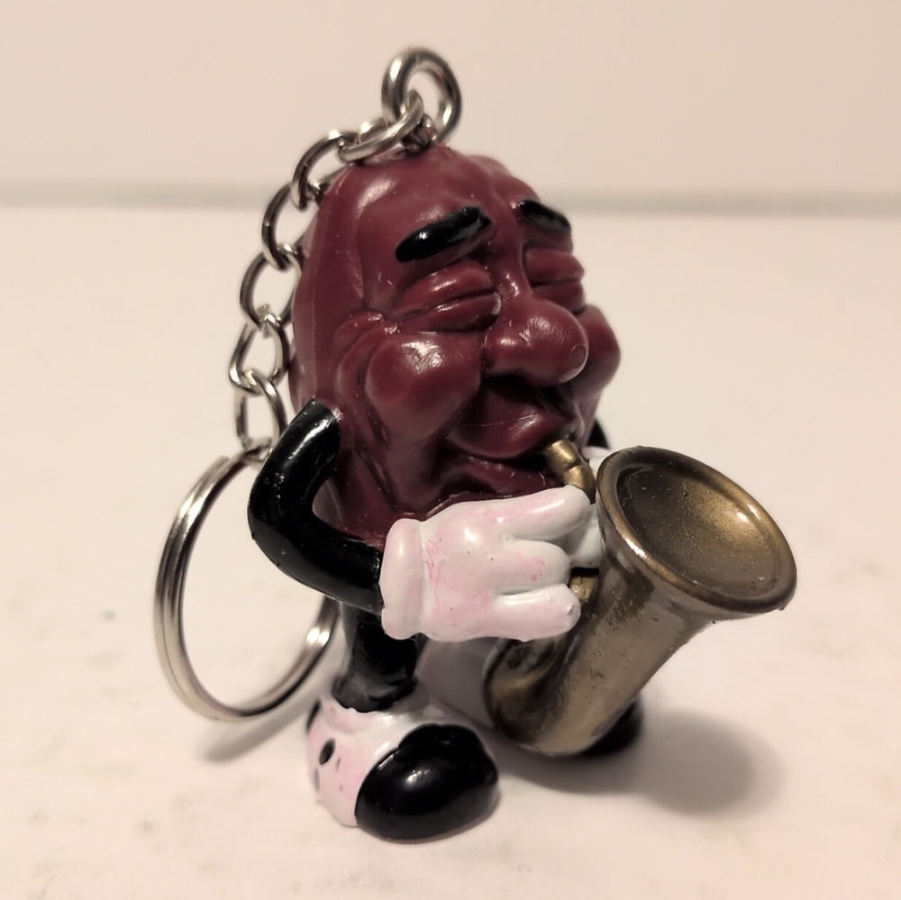 Vintage California Raisin Saxophone Player Musical Figurine Keychain Accessory